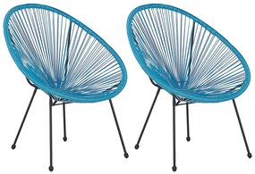 Conjunto de 2 cadeiras de jardim em rattan azul ACAPULCO II Beliani