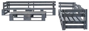 6 pcs conjunto lounge de jardim paletes madeira cinzento