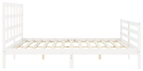 Estrutura cama Super King Size c/ cabeceira madeira branco