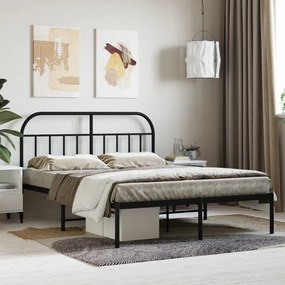 vidaXL Estrutura de cama com cabeceira 140x190 cm metal preto