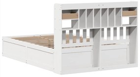 Cama sem colchão 160x200 cm madeira de pinho maciça branco