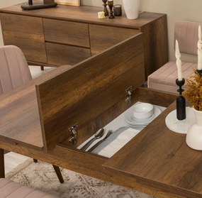 Conjunto de Mesa de Jantar Extensível e Cadeiras Vina – Nogueira – Mes