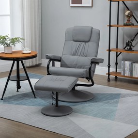 Poltrona de Massagem com Banco Poltrona Relax Giratório Reclinável 145° com 10 Pontos de Massagem 77x84x102 cm Cinza