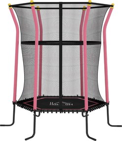 HOMCOM Trampolim para Crianças Cama Elástica Infantil com Rede de Segurança para Interiores e Exteriores Ø163,5x190 cm Rosa | Aosom Portugal