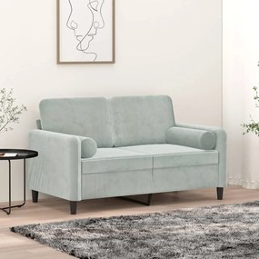 vidaXL Almofadas decorativas 2 pcs Ø15x50 cm veludo cinzento-claro