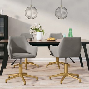 vidaXL Cadeiras de jantar giratórias 4 pcs veludo cinzento-claro