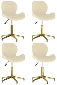 vidaXL Cadeiras de jantar giratórias 4 pcs veludo cor creme