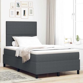 vidaXL Cama Box Spring com Colchão Cinza Escuro 120x200 cm Tecido de Veludo Cotelê