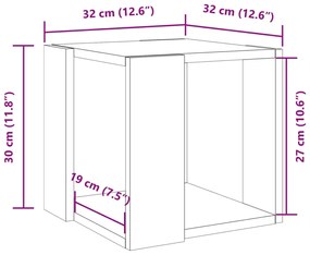 Mesa de centro 32x32x30 cm derivados de madeira cinzento sonoma