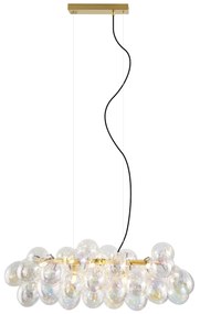 Candeeiro suspenso de design dourado com vidro arco-íris 8 luzes - Uvas Design
