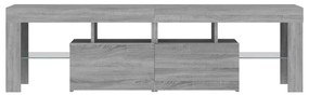 Móvel de TV com luzes LED 140x36,5x40 cm cinzento sonoma