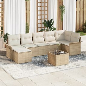 vidaXL Conjunto de Sofá de Jardim com 8 Peças e Almofadas em Vime Castanho