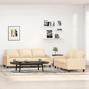 vidaXL 2 pcs conjunto de sofás com almofadões tecido cor creme