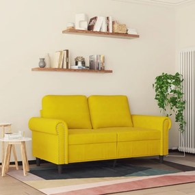 Sofá de 2 lugares veludo 120 cm amarelo