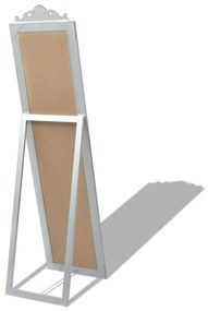 Espelho de pé, estilo barroco, 160x40 cm, prateado