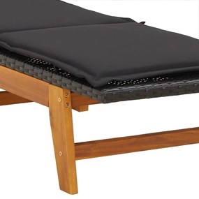 Espreguiçadeira com mesa vime PE e madeira de acácia maciça
