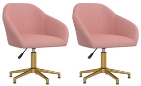 vidaXL Cadeiras de jantar giratórias 2 pcs veludo rosa