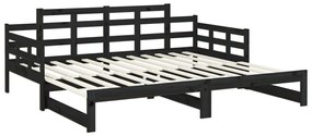 Estrutura sofá-cama de puxar 2x(90x200) cm pinho maciço preto