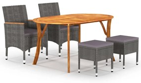 vidaXL 5 pcs conjunto de jantar para jardim cinzento