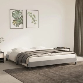 Estrutura de cama sem colchão 160x200 cm veludo cinzento-claro