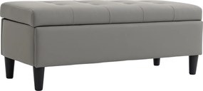 HOMCOM Banco Baú 136L Puff Baú Apoio de Pés Grande 110x41x42cm, Pele Sintética Adequada para Animais Cinza | Aosom Portugal