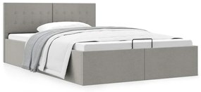 vidaXL Cama hidráulica c/ arrumação 120x200cm tecido cinza-claro