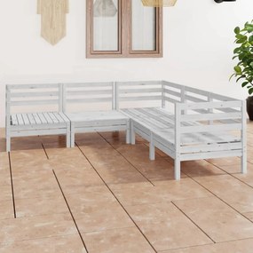 vidaXL 5 pcs conjunto lounge de jardim pinho maciço branco