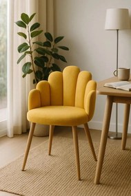 Cadeira Hand Veludo - Amarelo