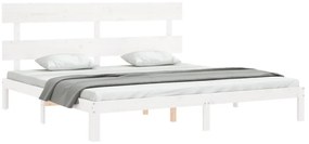 Estrutura cama Super King Size c/ cabeceira madeira branco