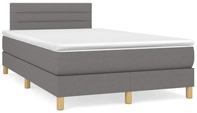 Cama box spring c/ colchão e LED 120x190 cm tecido cinza-escuro