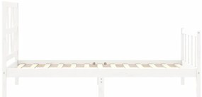 Cama sem colchão 90x200 cm madeira de pinho maciça branco