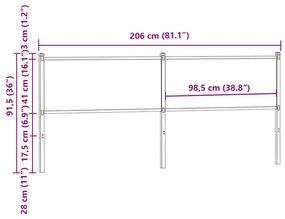 Cabeceira de cama 200 cm derivados madeira/aço carvalho sonoma