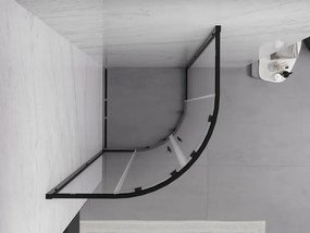 Mexen Exo-S Duo cabine de duche semicircular deslizante 90 x 90 cm, transparente, preta - 8132-090-090-70-00