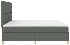 Cama Box Spring com Colchão e LED Cinza Escuro 200x200 cm Tecido