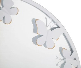 ESPELHO DE PAREDE BORBOLETA BRANCA 62,5X2,3 CM BRANCO E DOURADO