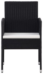 Cadeiras de jardim c/ almofadões branco nata 4pcs vime PE preto
