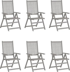 vidaXL Cadeiras de jardim reclináveis 6 pcs acácia maciça cinzento