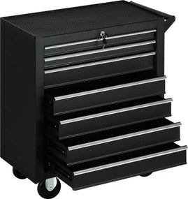 DURHAND Carrinho de Ferramentas com 7 Gavetas Rodas Trava Armário de Armazenamento para Oficina de Garagem e Chapa de Aço 69x33x75 cm Preto | Aosom Portugal