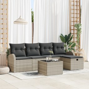 Conjunto de Sofás para Jardim vidaXL de 6 Peças com Almofadas Vime PE