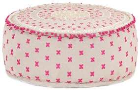 vidaXL Pufe redondo com bordado 60x25 cm algodão multicolorido