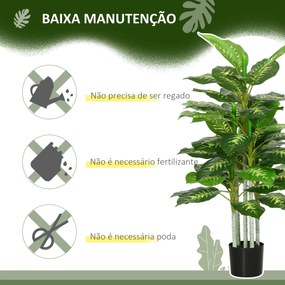 Planta Artificial de 120 cm com 53 Folhas Realistas e Vaso de Cimento Planta Sintética Decoração para Casa Verde