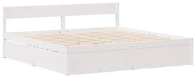 Cama sem colchão 200x200 cm madeira de pinho maciça branco