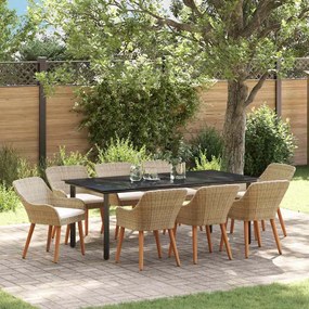 vidaXL Conjunto de Jantar de Jardim 9 Peças Bege em Poliéster