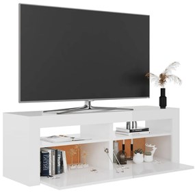 Móvel de TV com luzes LED 120x35x40 cm branco brilhante