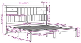 Cama com estante sem colchão 180x200 cm pinho maciço