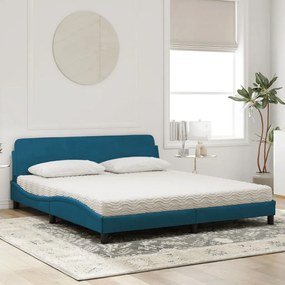 Cama com colchão 180x200 cm veludo azul