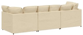 Sofá modular com almofadas tecido creme