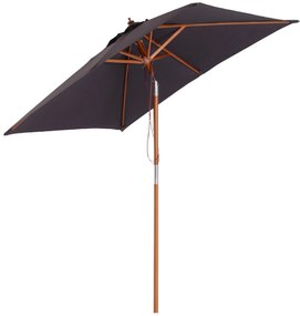 Outsunny Chapéu de Sol de Jardim 200x150x230 cm Chapéu de Sol Retangular Inclinável com Polia Duplo Teto Cinzento Escuro