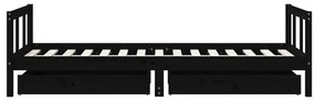 Estrutura cama infantil c/ gavetas 90x190 cm pinho maciço preto