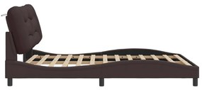 Estrutura de cama sem colchão 160x200 cm tecido castanho-escuro
